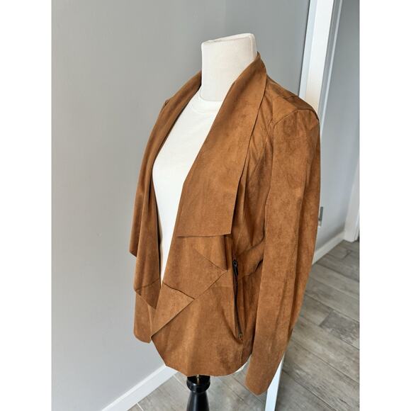 Bagatelle Women's Brown Suede Jacket Size L Drape Front Casual Outerwear - Picture 5 of 7